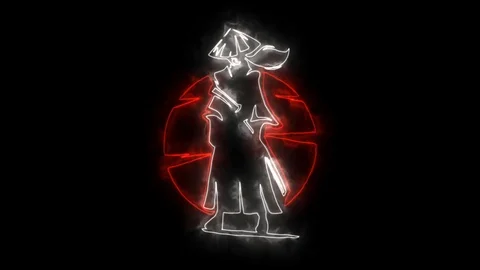 Red White Samurai Warrior Animated Logo with Reveal Effect Stock Footage 112751291