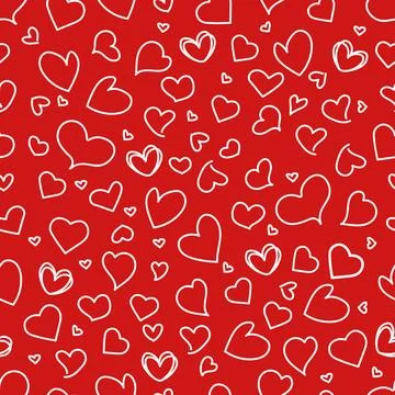 Red white seamless pattern with hearts. Stockillustratie