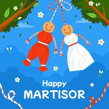 Red White Silk Doll On Spring Season Stock Illustration