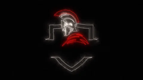 Red White Spartan Warrior Logo Loop Graphic Element Stock Footage 103861355