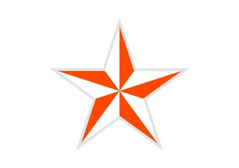Red White Star Icon  Symmetrical Split Segment Contrast Design Stock Illustration