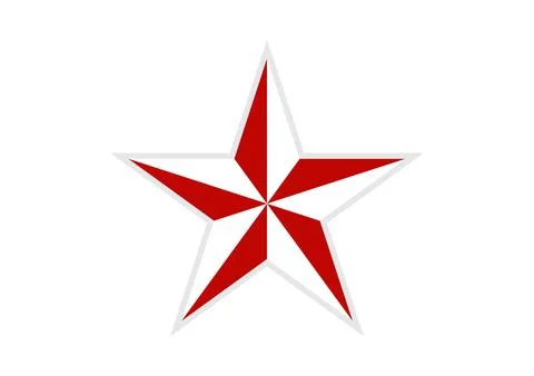 Red White Star Icon  Symmetrical Pinwheel Contrast Polygon Design Stock Illustration