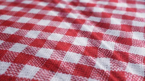 Red white tablecloth, picnic gingham Stock Footage 108468754