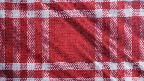 Red white tablecloth, picnic gingham Stock Footage 108468762