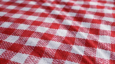 Red white tablecloth, picnic gingham Stock Footage 108469563