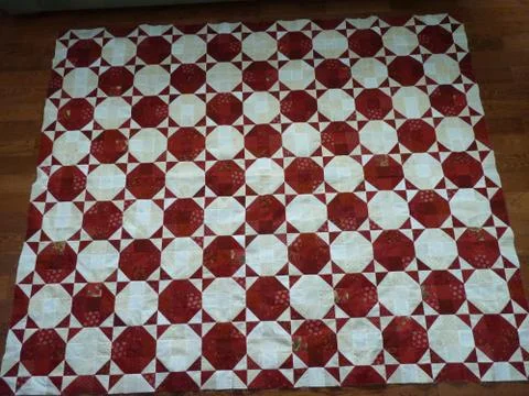 Red-white tablecloth for the table Stock-Fotos