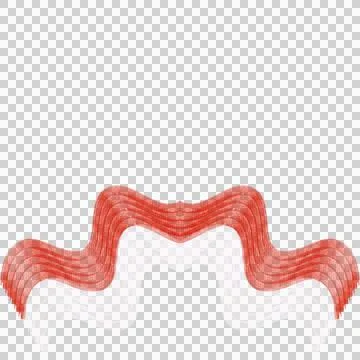 Red White Thick 3D Wavy Ribbon Scalloped Bottom Border Stock Illustration