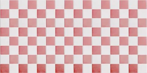 Red, white tile background, tiled checkered pattern Stock Photos