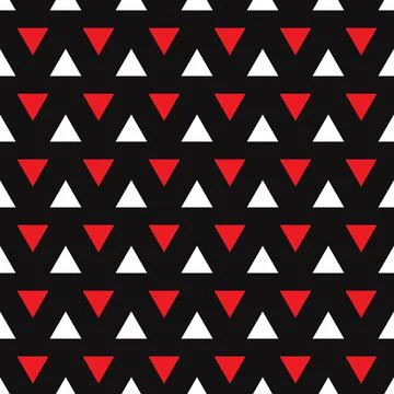 Red, white triangle seamless pattern isolated on black background. Stock Illustration