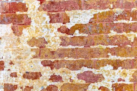 Red White Wall Background. Old Grungy Brick Wall Horizontal Texture. Brickwal Stock Photos