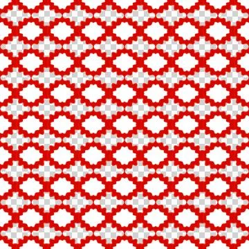 Red White Wavy Lattice Geometric Seamless Pattern Stock Illustration