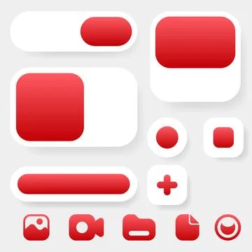 Red White Web Banner UI Template Set Stock-Illustration