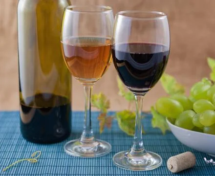 Red &amp; white wine composition Stock Photos