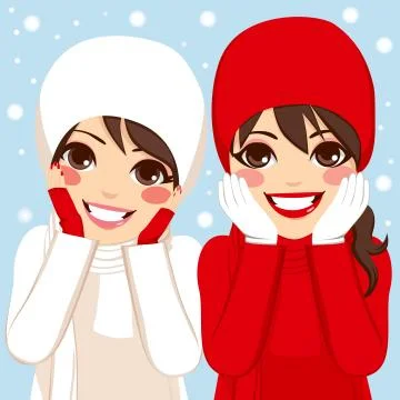 Red White Winter Friends Stock Illustration