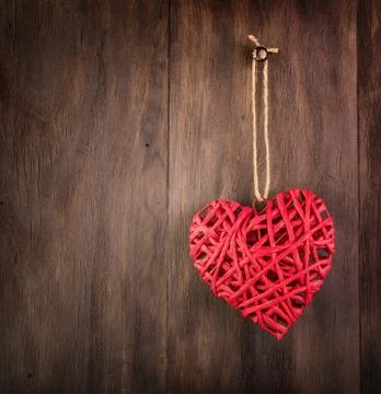 Red wicker heart Stock Photos
