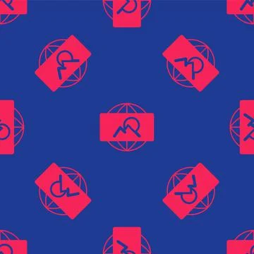 Red Wide angle picture icon isolated seamless pattern on blue background Stock Illustration