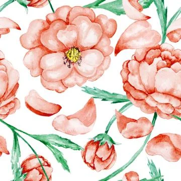 Red wild roses pattern Stock Illustration