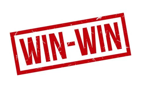 Red Win-Win Rubber Stamp Seal Vector Stock Illustration