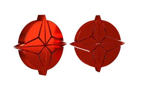Red Wind rose icon isolated on transparent background. Compass icon for tra.. Stock Illustration