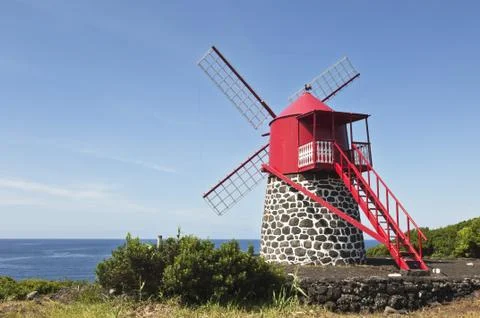 Red windmill Stock Photos