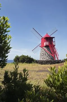 Red windmill Stock Photos