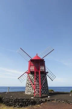 Red windmill Stock Photos