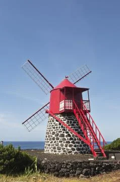 Red windmill Stock Photos