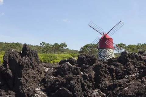 Red windmill Stock Photos