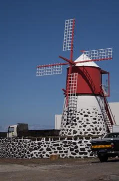 Red windmill Stock Photos