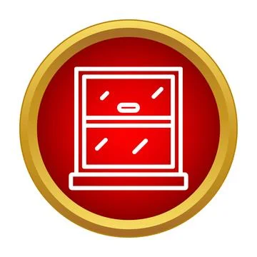 Red window icon showing house construction details Stock Illustration