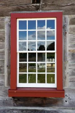 Red window old building Stock Photos