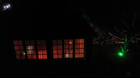 Red windows in the dark 8 Video stock 336900385
