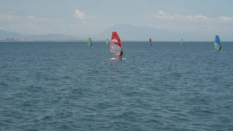 Red Windsurf Stock Footage 90058376