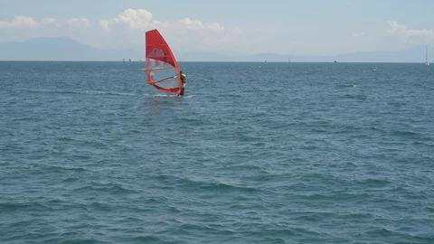 Red Windsurf Stock Footage 90058992