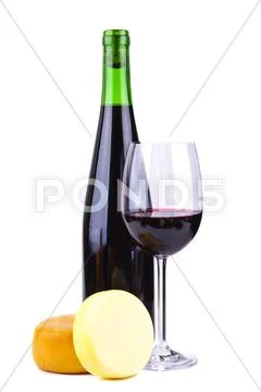 Red wine and cheese Stock Photos