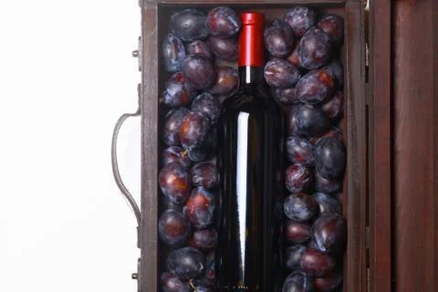 Red wine and plums Stock Photos