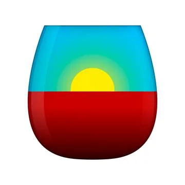 Red wine and sun in a stemless wine glass. No stem wine glass. Stock Illustration