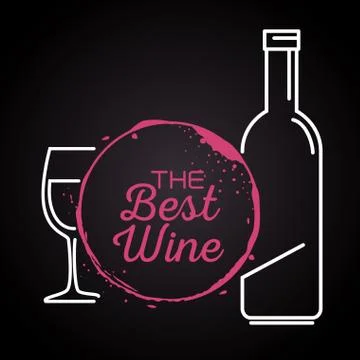 Red wine bottle and cup label Stock Illustration