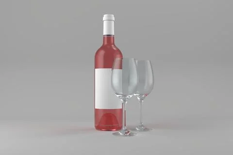 Red wine bottle and empty glasses Stock Illustration
