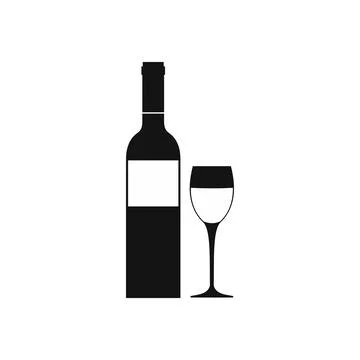 Red wine bottle icon, simple style Stock Illustration