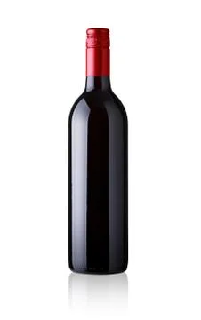 Red wine bottle with space for text and label design - no label. Stock Photos