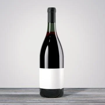 Red wine bottle on a table. 3d rendering Stock Illustration