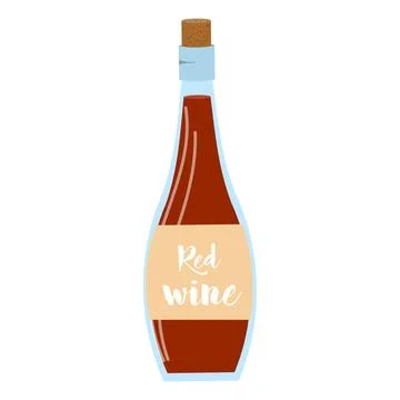 Red wine in a bottle. vector illustration on a white background Stock Illustration