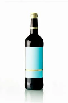 Red Wine Bottle white White Label Stock Photos