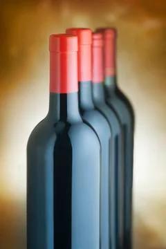 Red wine bottles Stock Photos