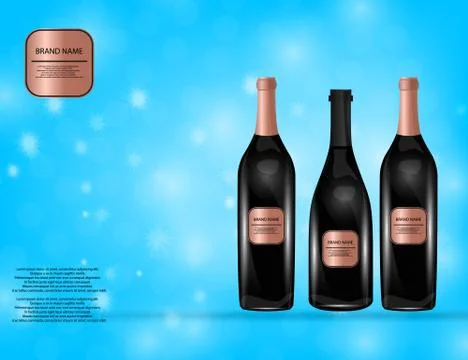 Red Wine Bottles on the Sparkling Background for Your Design. Stock Illustration