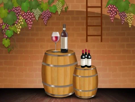 Red wine in the cellar Stock Illustration