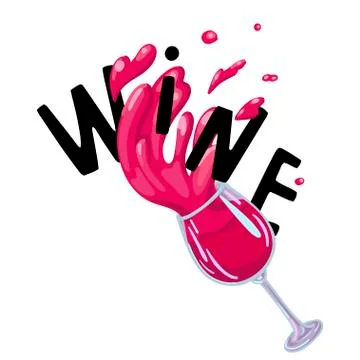 Red wine concept with lettering. Vector illustration on white background. Stock Illustration
