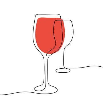 Red wine continuous line vector illustration Stock Illustration