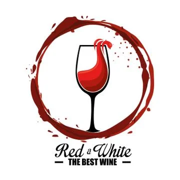 Red wine cup label Stock Illustration